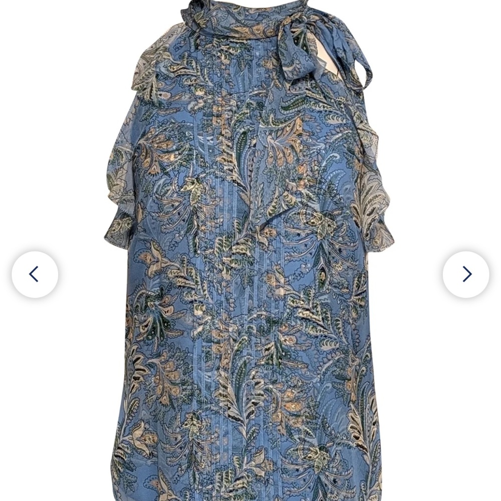 Veronica beard blue paisley top size 2